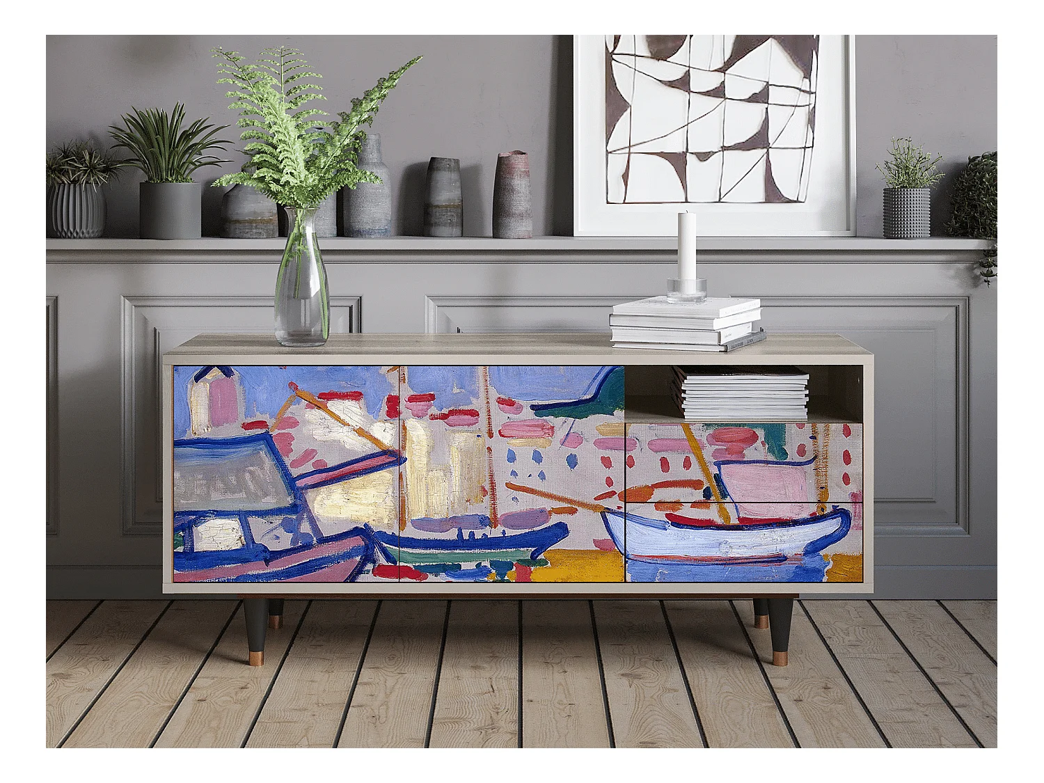 TV-Möbel - 125х56х41 cm - T7 - The Port of Collioure , Sand
