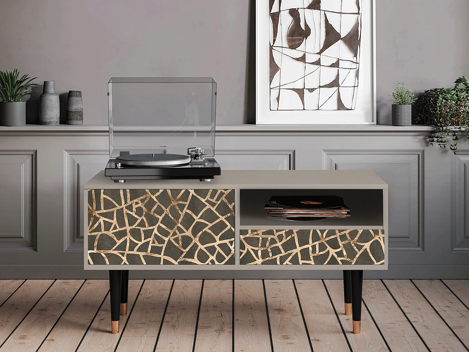 Meuble TV - 115х59х48 cm - T3 - Enlarged Leaf, Sable