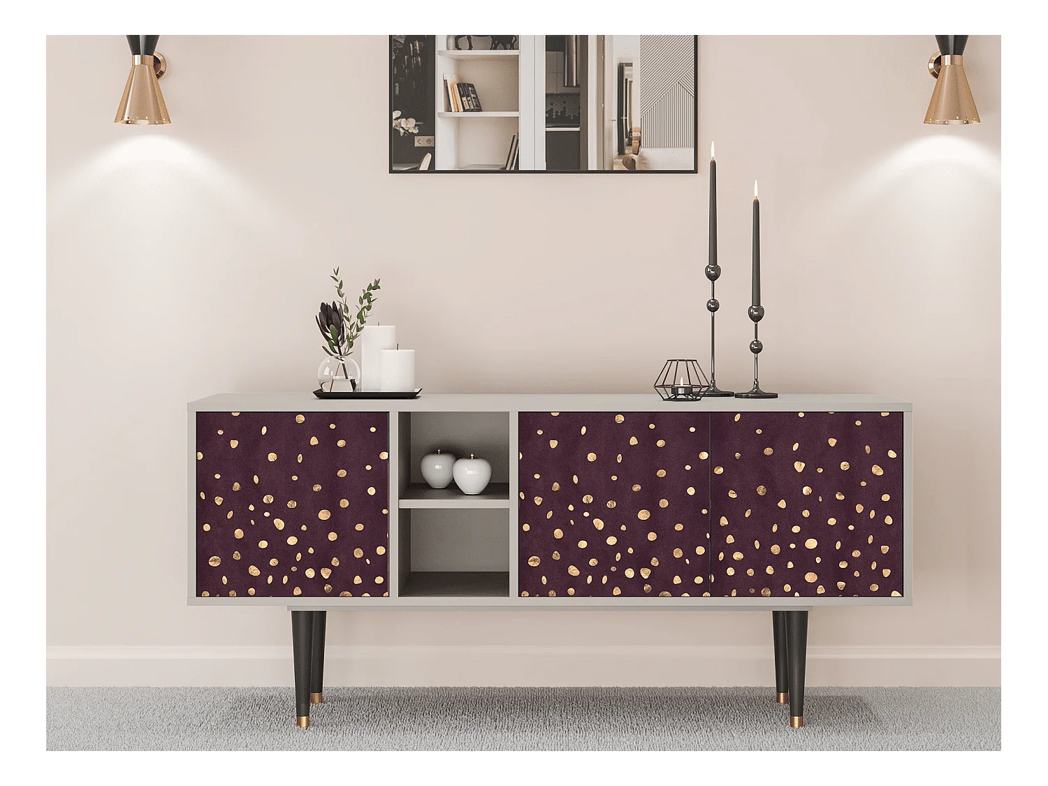 Meuble TV - 150х69х41 cm - T5 - Glowworms, Sable
