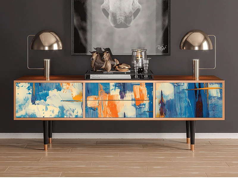 Szafka RTV - 170х59х48 cm - T4 - Abstract Expressionism, Orzech