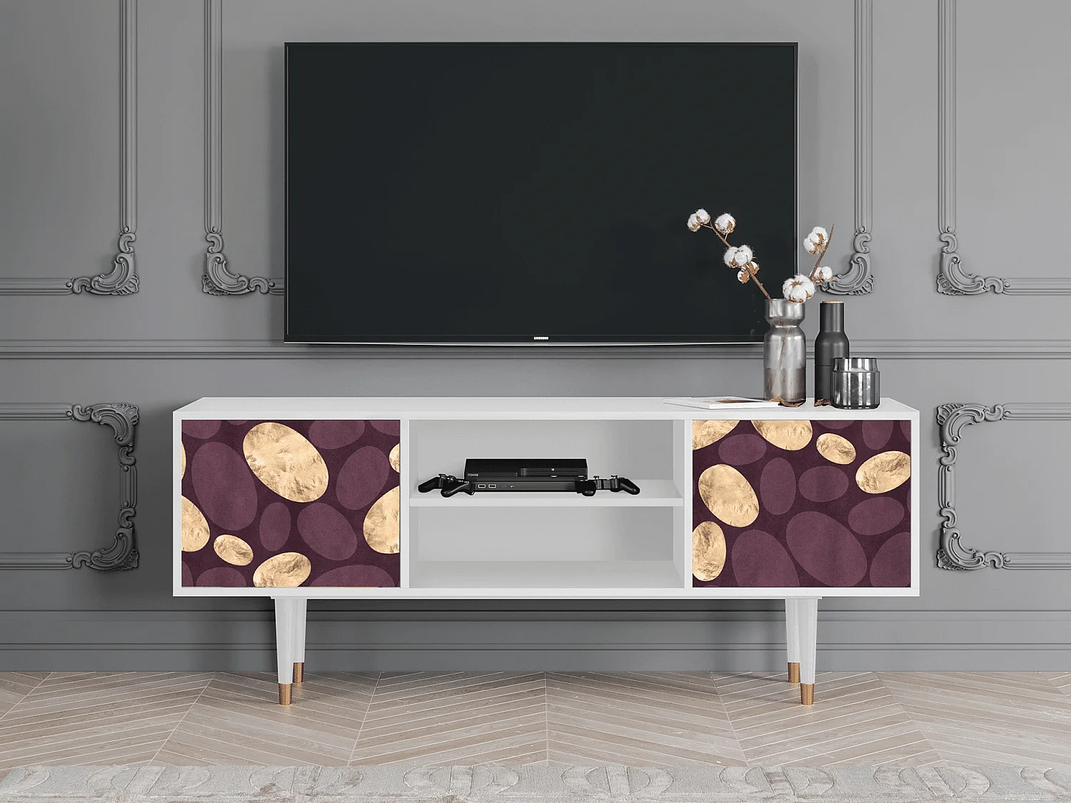 Mobile TV - 170х69х48 cm - T2 - Fine Wine, Bianco