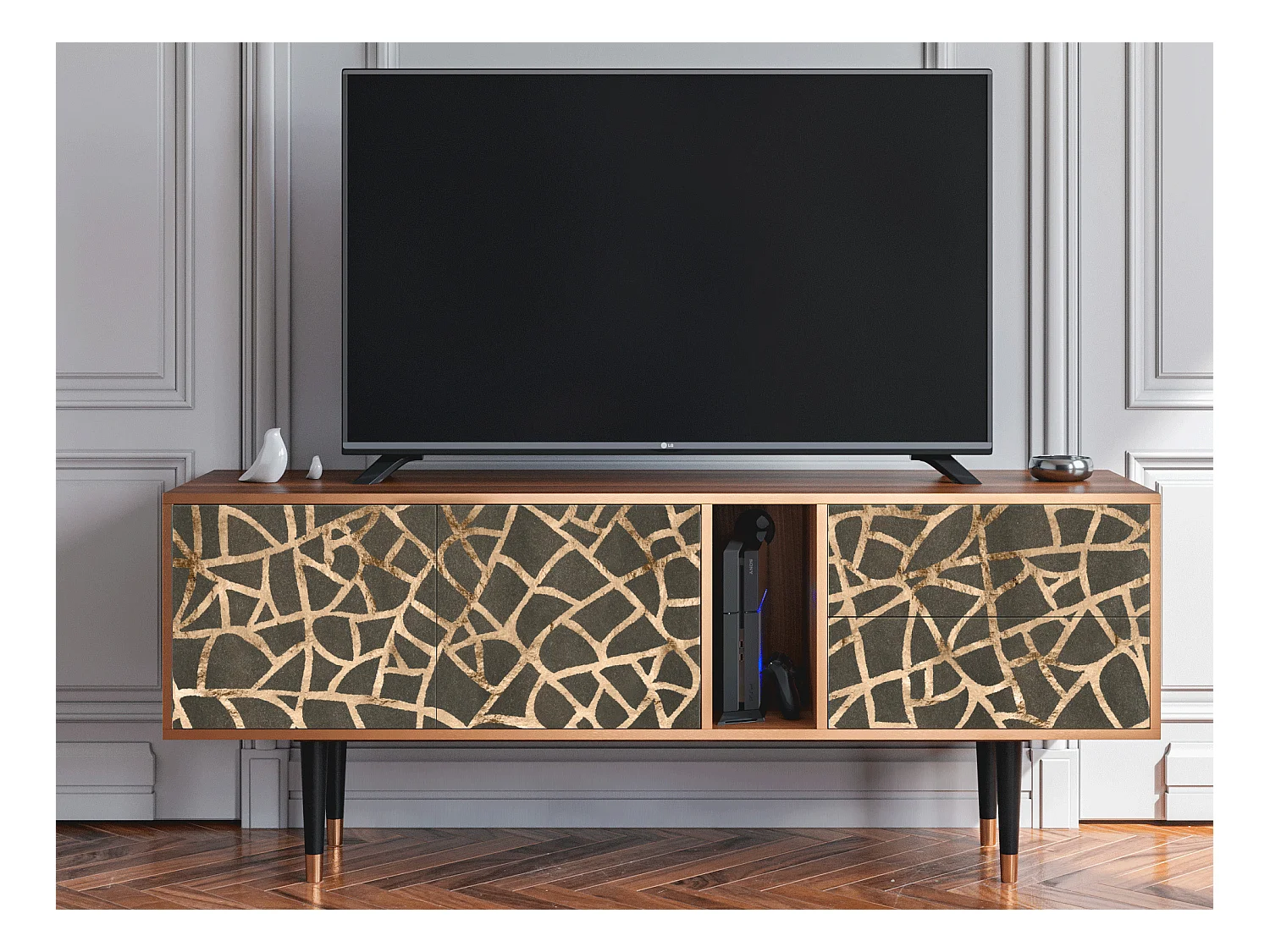 Mobile TV - 170х69х48 cm - T1 - Enlarged Leaf, Noce