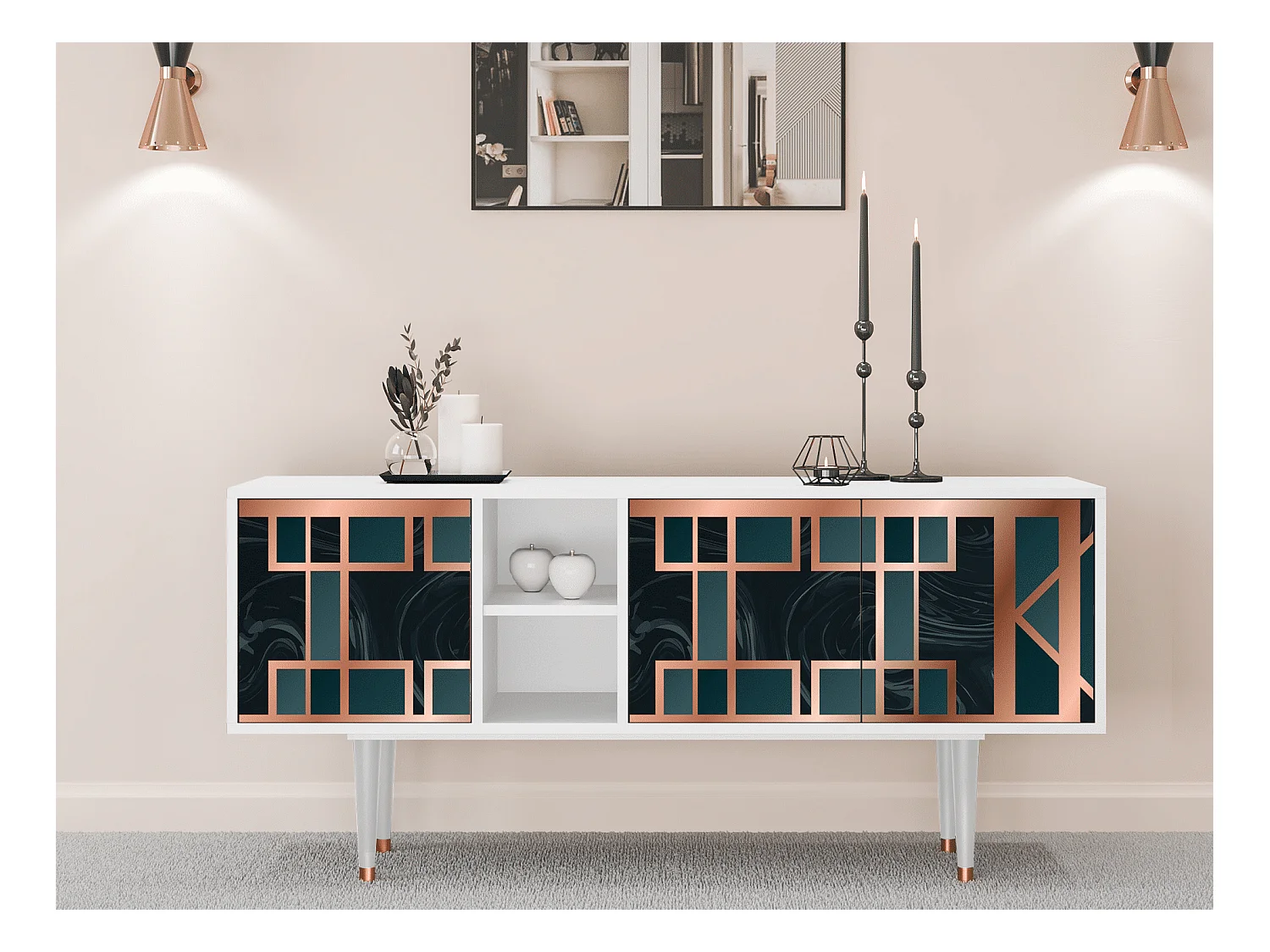 Meuble TV - 150х69х41 cm - T5 - Emerald Metro, Blanc
