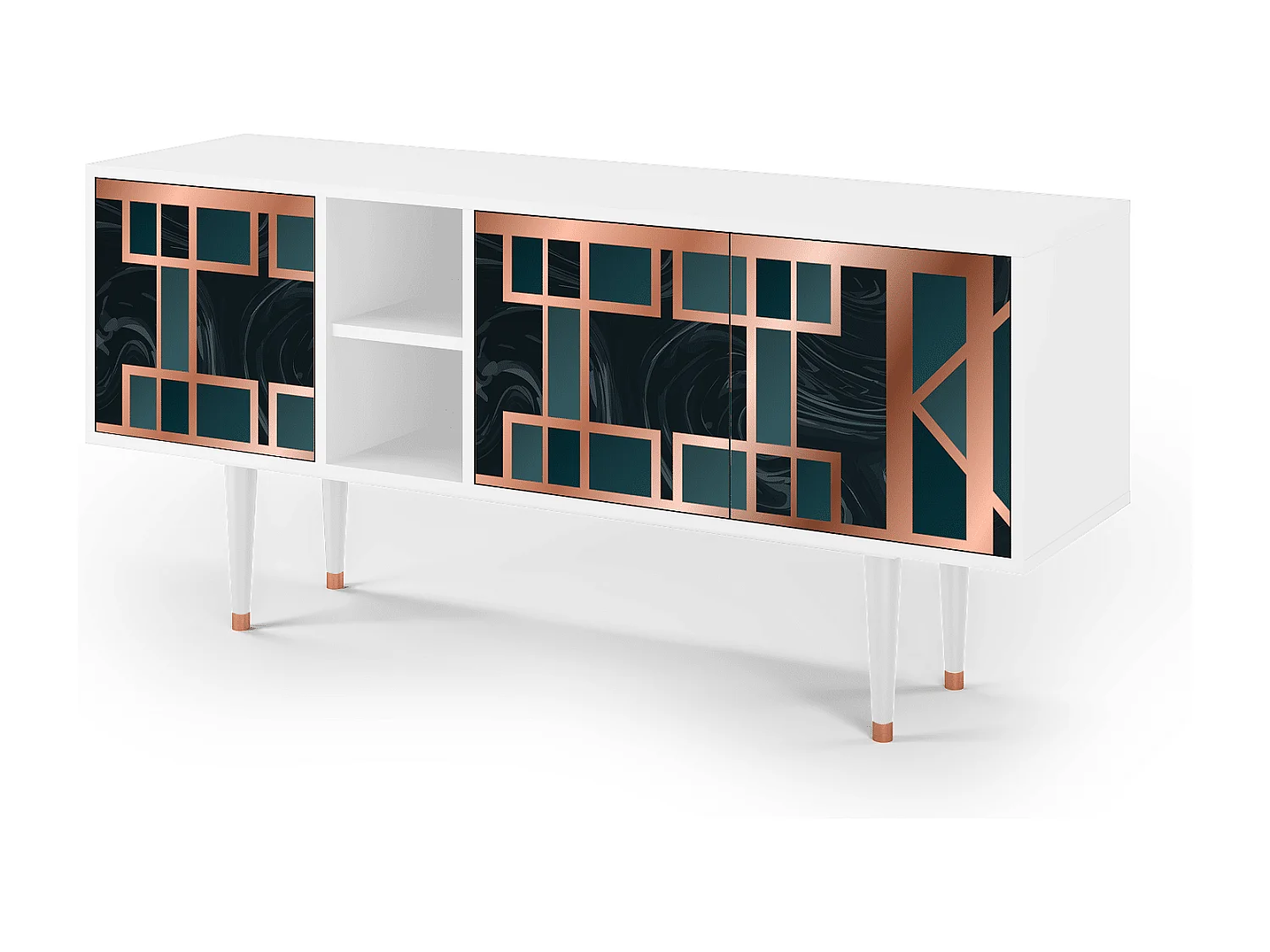 Mueble de TV - 150х69х41 cm - T5 - Emerald Metro, Blanco