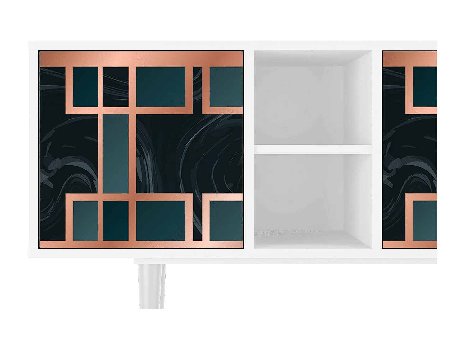 Mueble de TV - 150х69х41 cm - T5 - Emerald Metro, Blanco