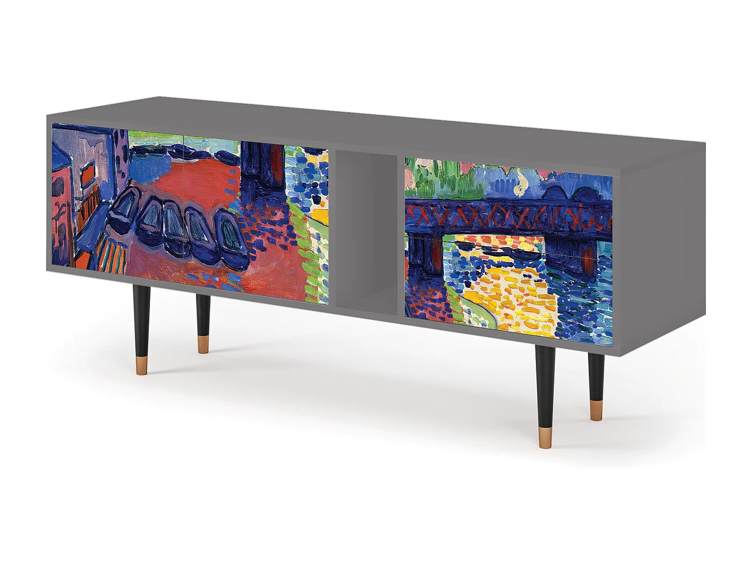 Szafka RTV - 170х69х48 cm - T1 - Charing Cross Bridge, Szary