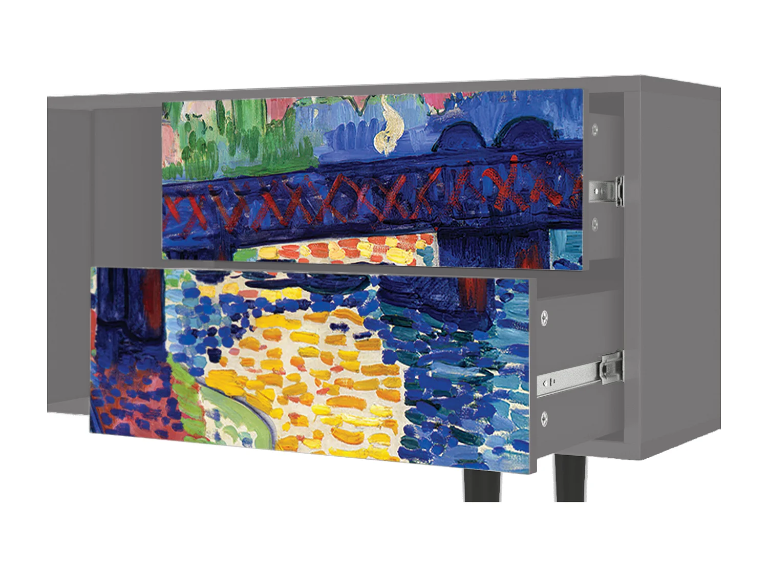 Szafka RTV - 170х69х48 cm - T1 - Charing Cross Bridge, Szary