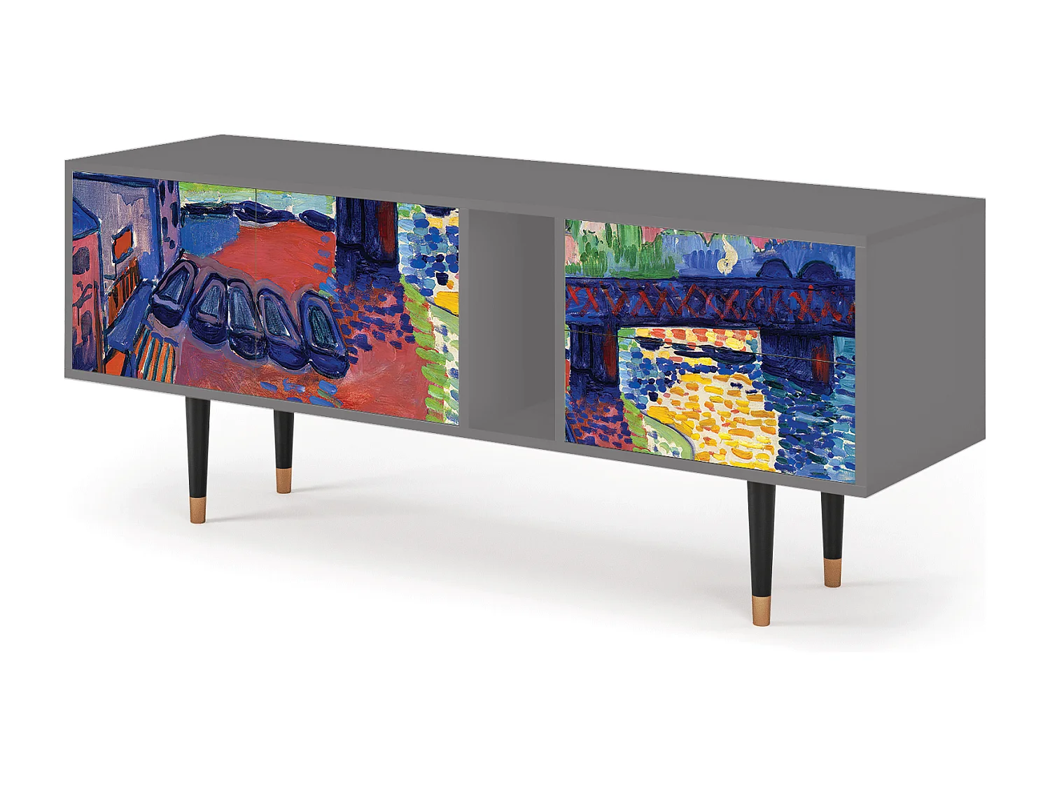 Szafka RTV - 170х69х48 cm - T1 - Charing Cross Bridge, Szary