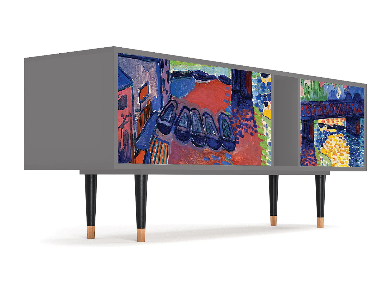 Szafka RTV - 170х69х48 cm - T1 - Charing Cross Bridge, Szary