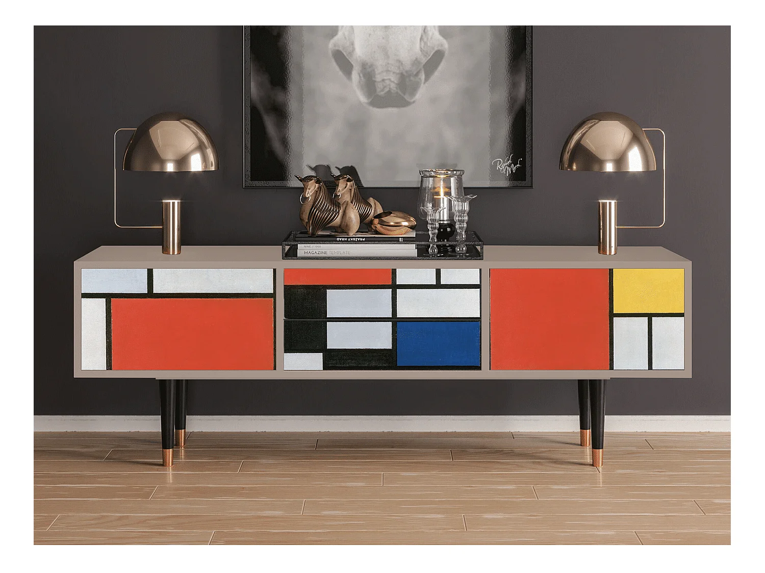 Szafka RTV - 170х59х48 cm - T4 - Composition, Latte