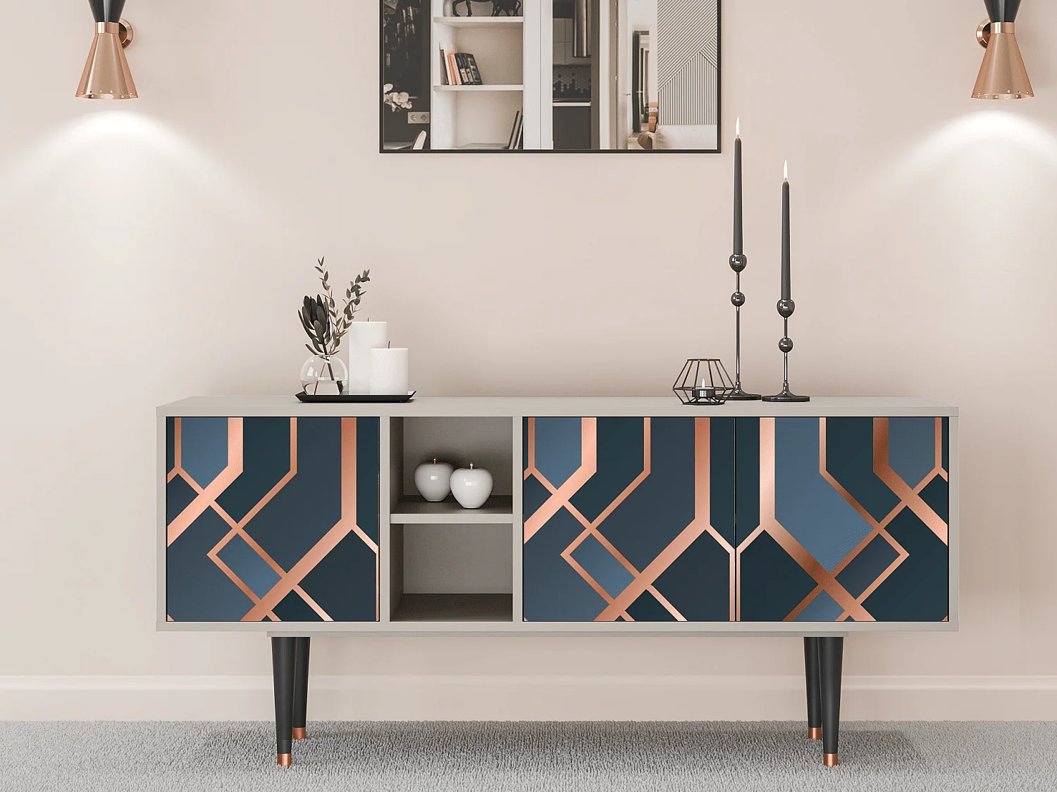 Meuble TV - 150х69х41 cm - T5 - Ashy 1920', Sable