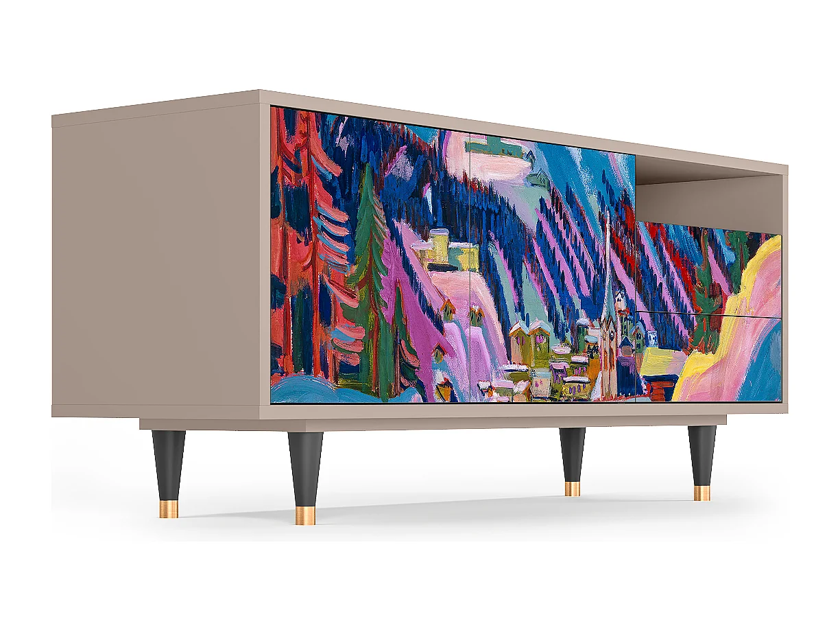 Meuble TV - 125х56х41 cm - T7 - Davos Winter, Latte