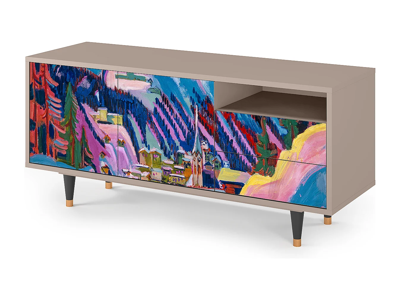 Meuble TV - 125х56х41 cm - T7 - Davos Winter, Latte