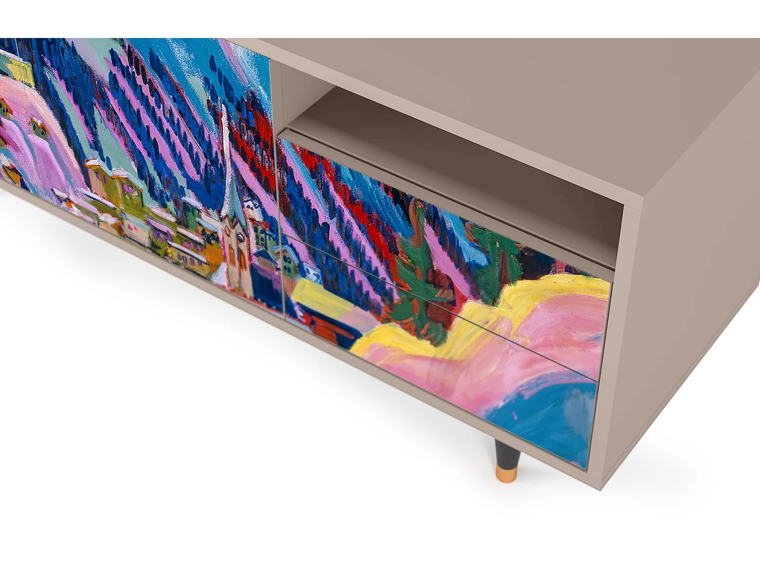 Meuble TV - 125х56х41 cm - T7 - Davos Winter, Latte