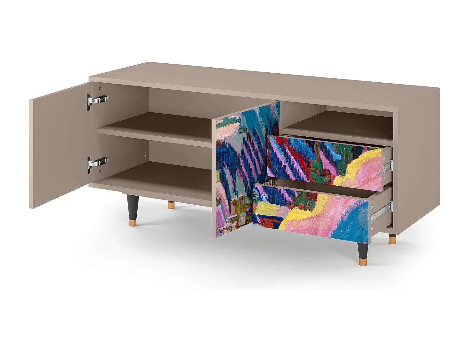 Meuble TV - 125х56х41 cm - T7 - Davos Winter, Latte