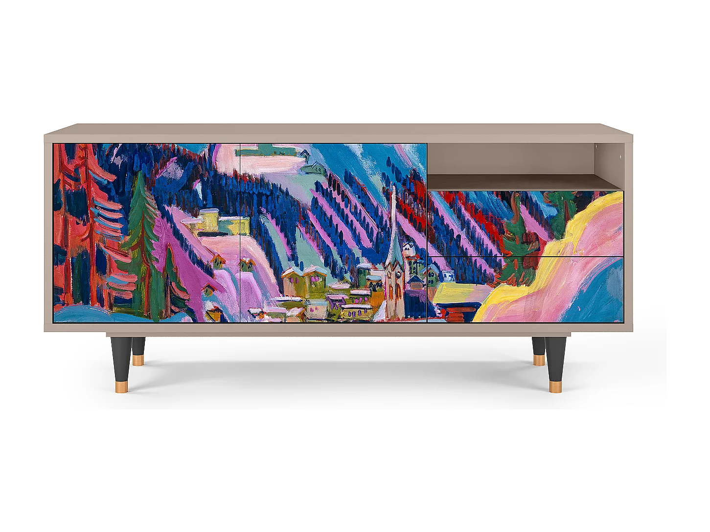 Meuble TV - 125х56х41 cm - T7 - Davos Winter, Latte