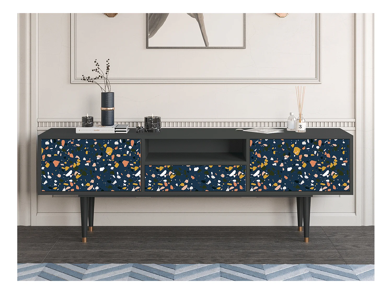 Meuble TV - 170х59х41 cm - T6 - Night Sky Langhterns, Anthracite
