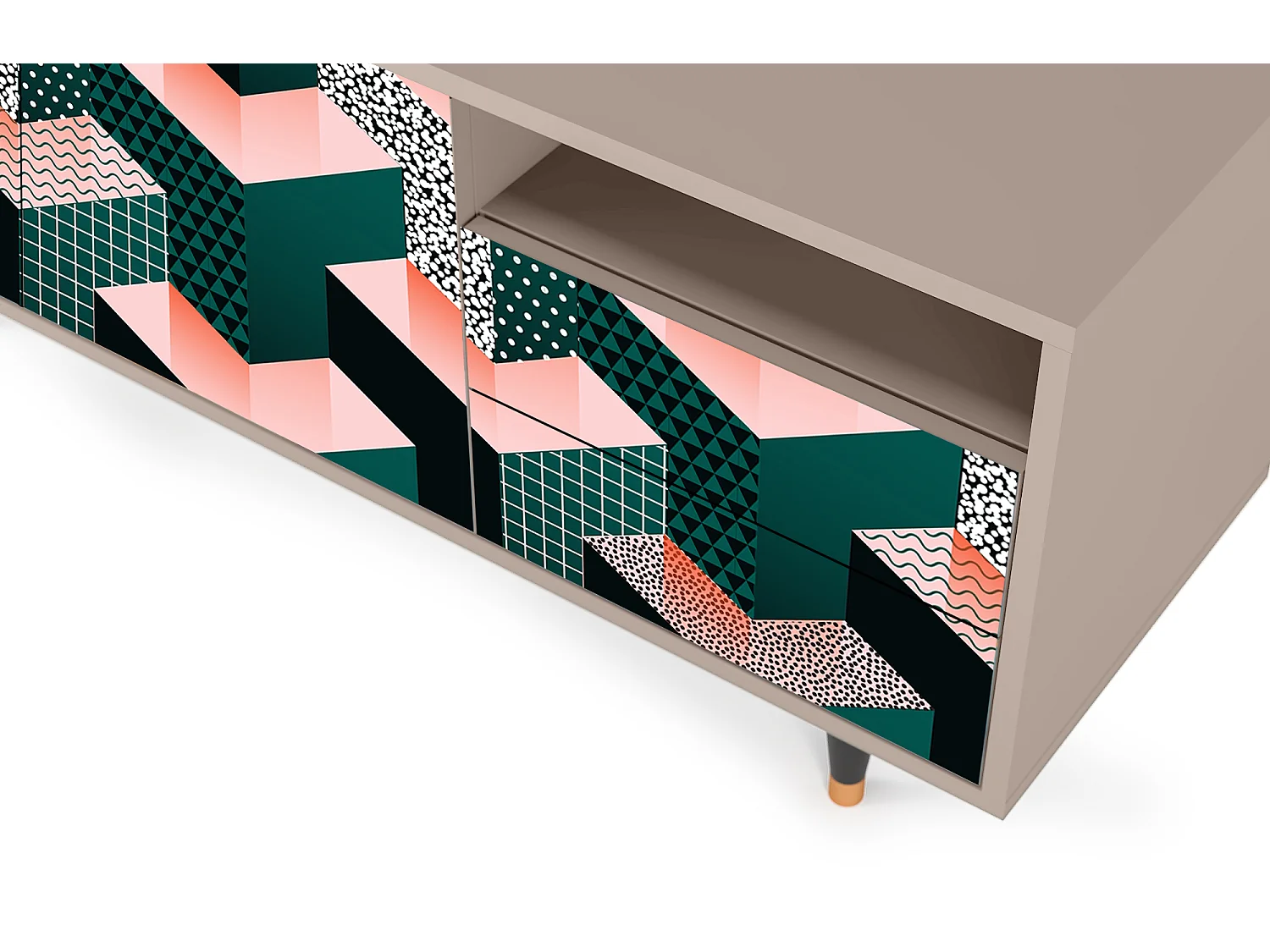 Meuble TV - 125х56х41 cm - T7 - Geometric Madness, Latte