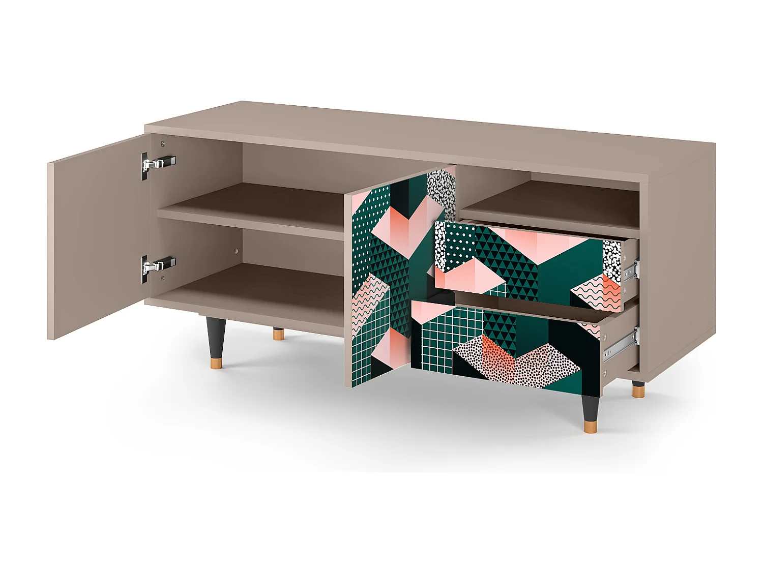 Meuble TV - 125х56х41 cm - T7 - Geometric Madness, Latte