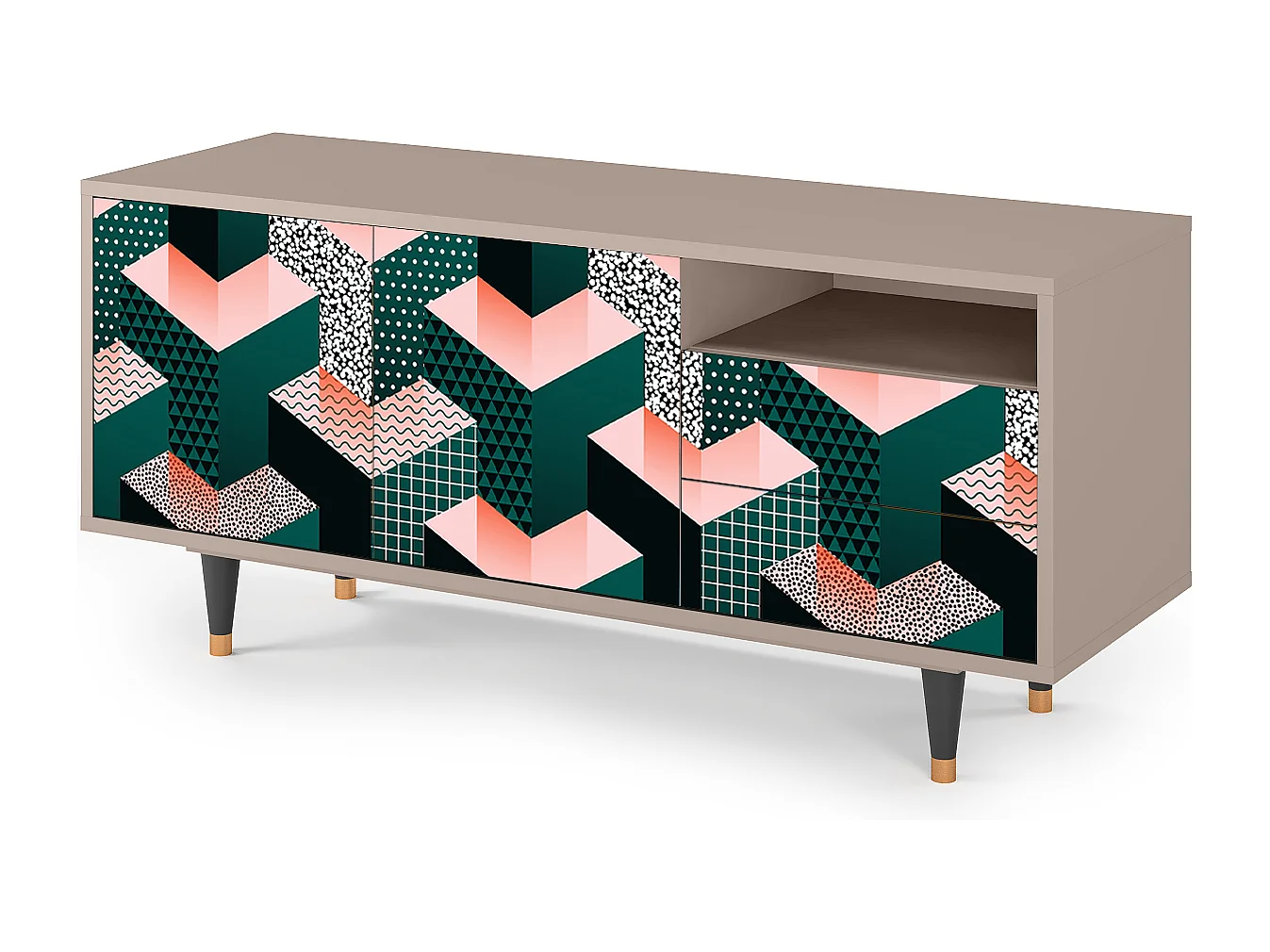 TV-Möbel - 125х56х41 cm - T7 - Geometric Madness, Latte