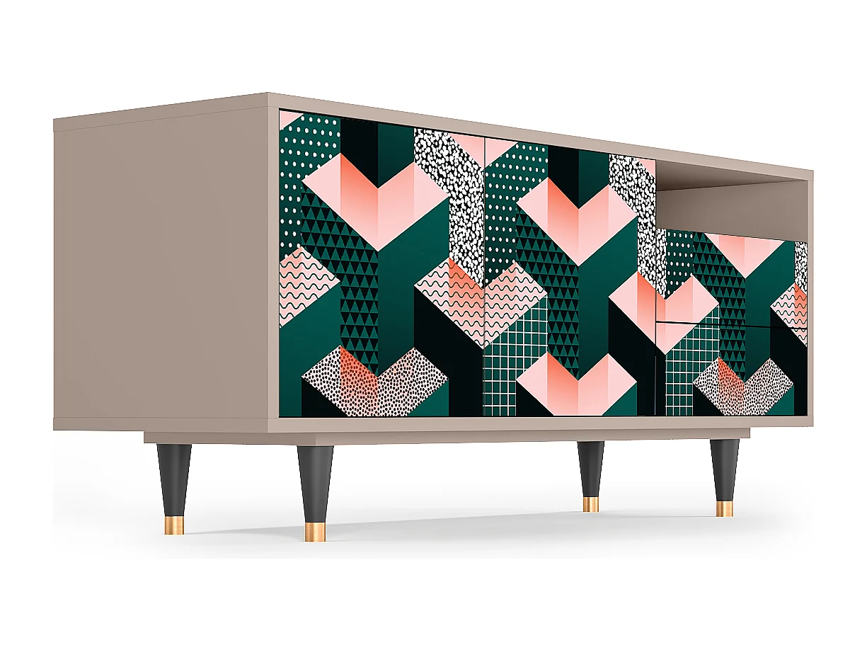 TV-Möbel - 125х56х41 cm - T7 - Geometric Madness, Latte