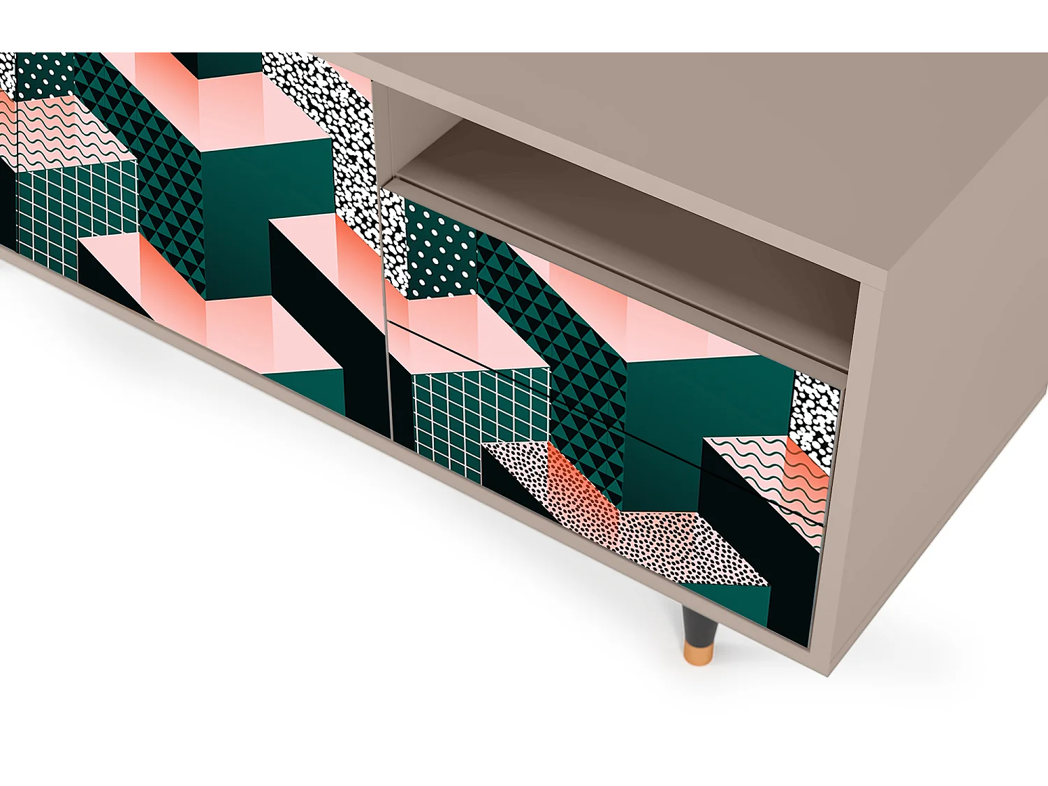 Mueble de TV - 125х56х41 cm - T7 - Geometric Madness, Latte