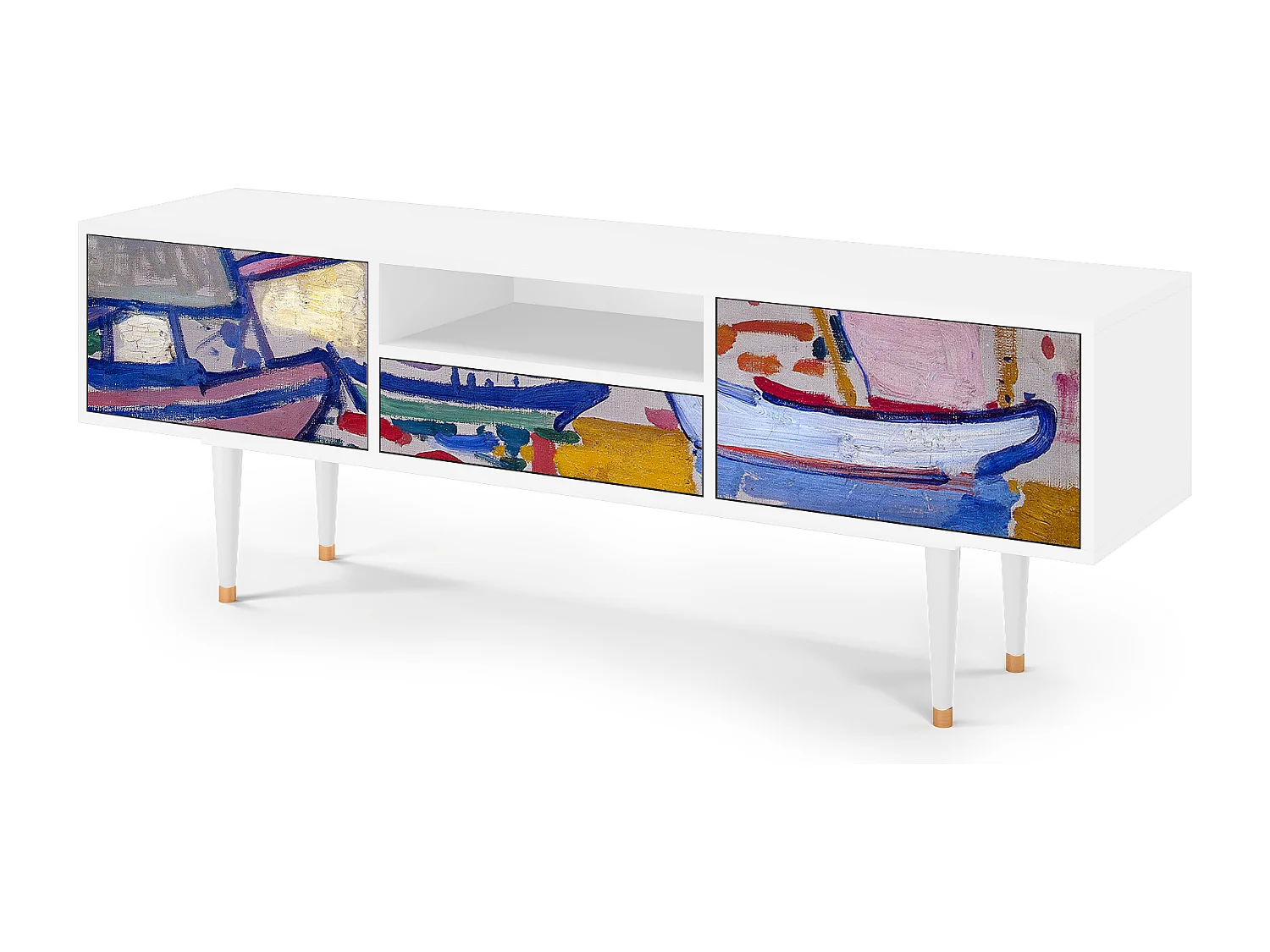 Meuble TV - 170х59х41 cm - T6 - The Port of Collioure , Blanc