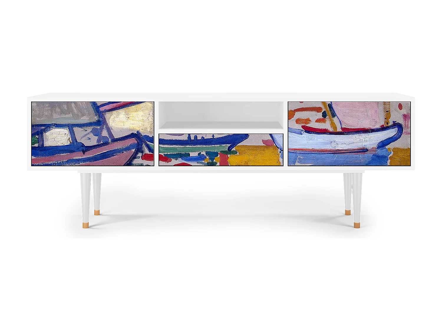 Meuble TV - 170х59х41 cm - T6 - The Port of Collioure , Blanc