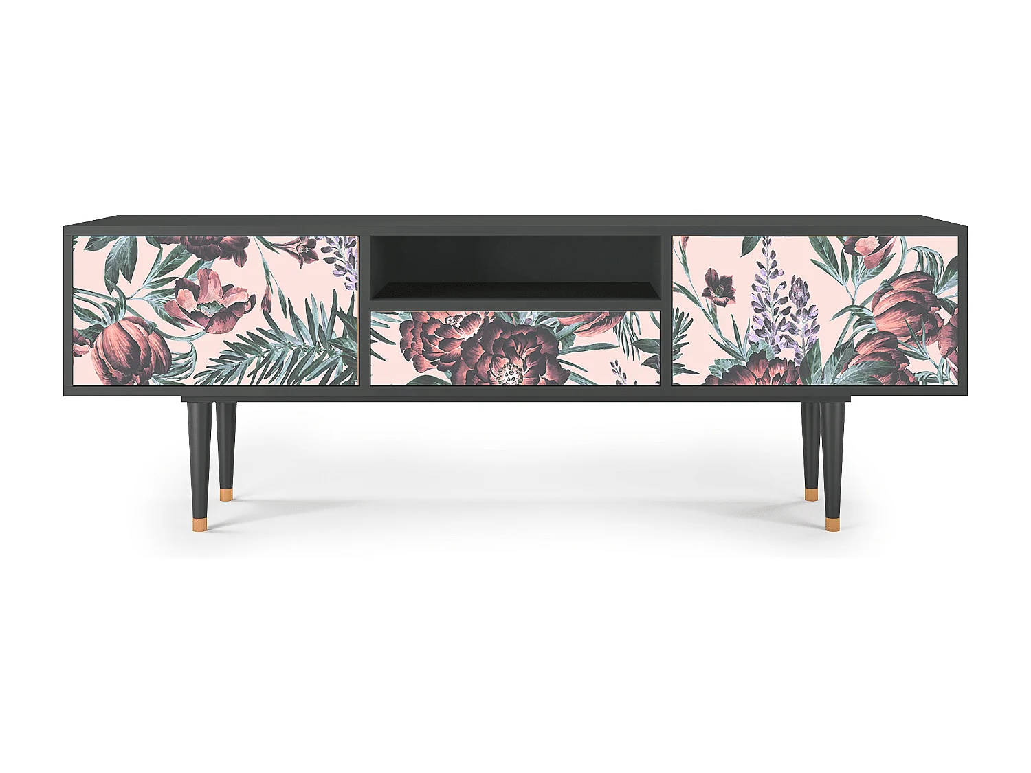 TV-meubel - 170х59х41 cm - T6 - Peach Peonies, Antraciet