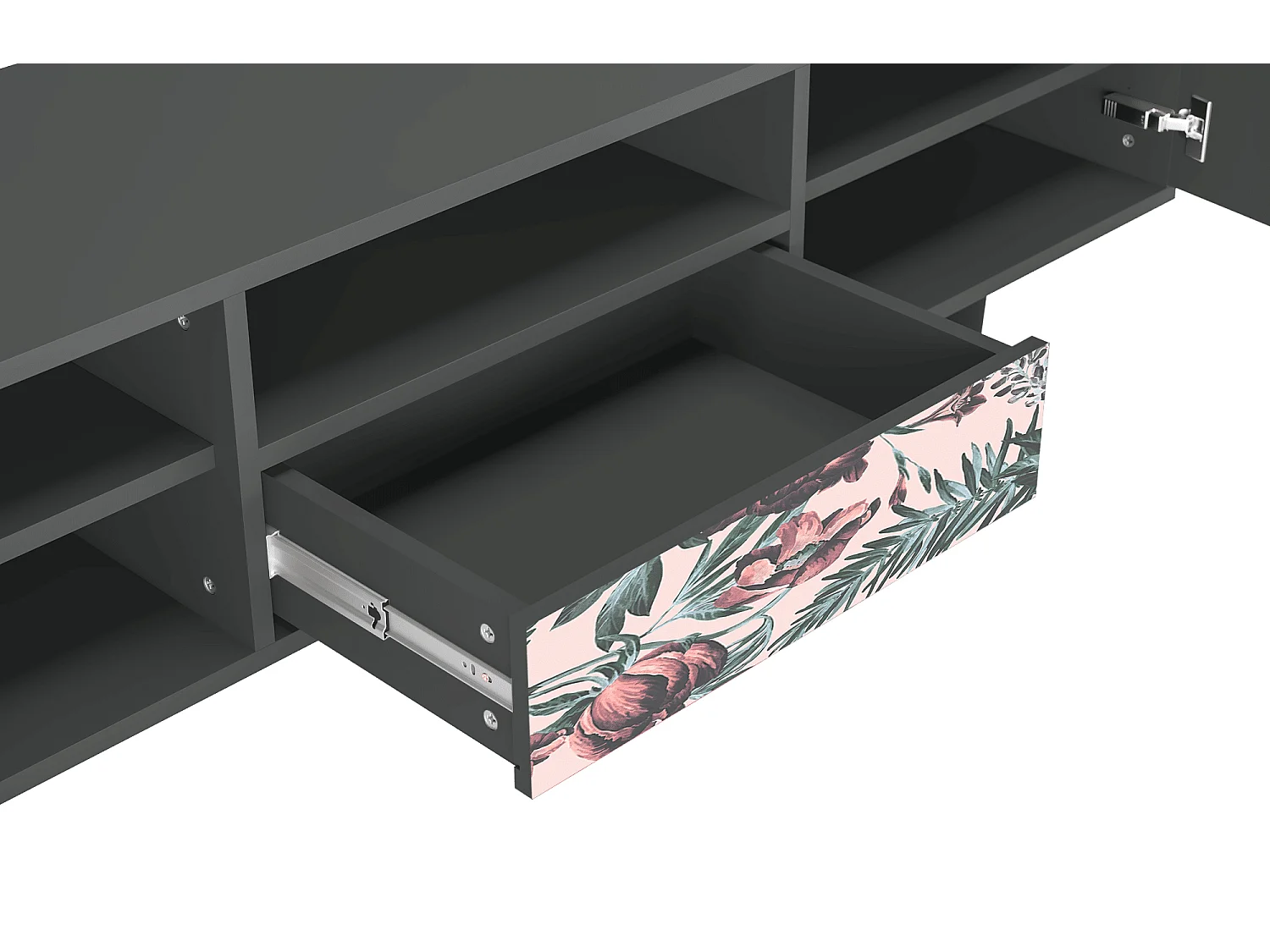 Mueble de TV - 170х59х41 cm - T6 - Peach Peonies, Antracita