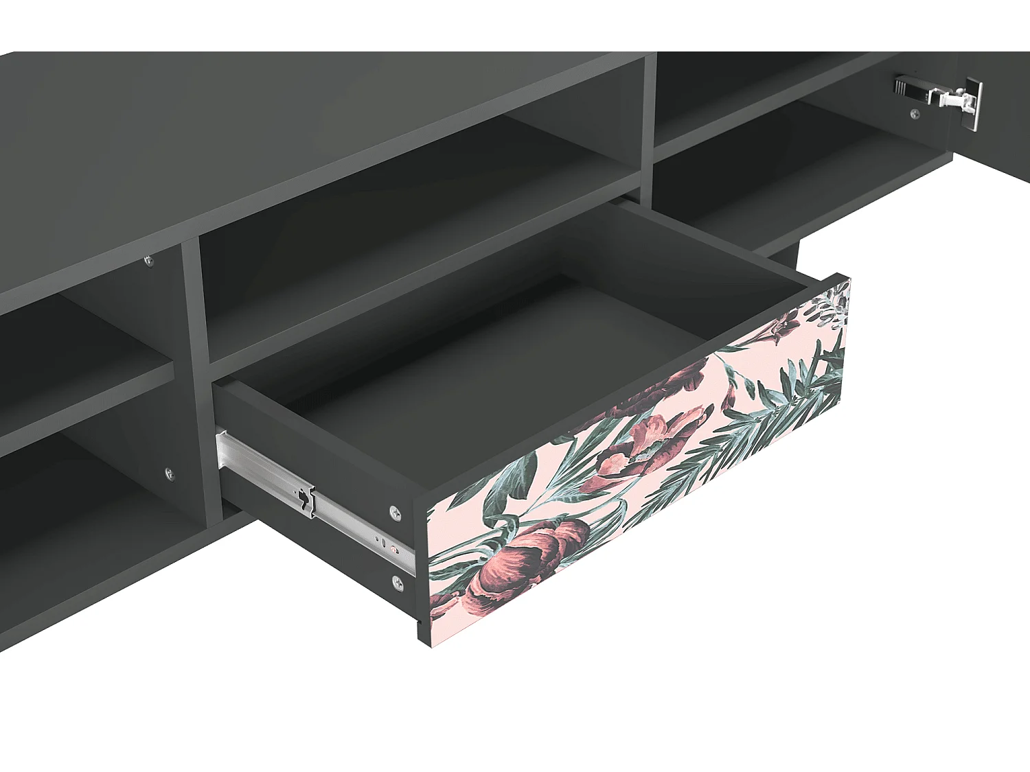 Mueble de TV - 170х59х41 cm - T6 - Peach Peonies, Antracita