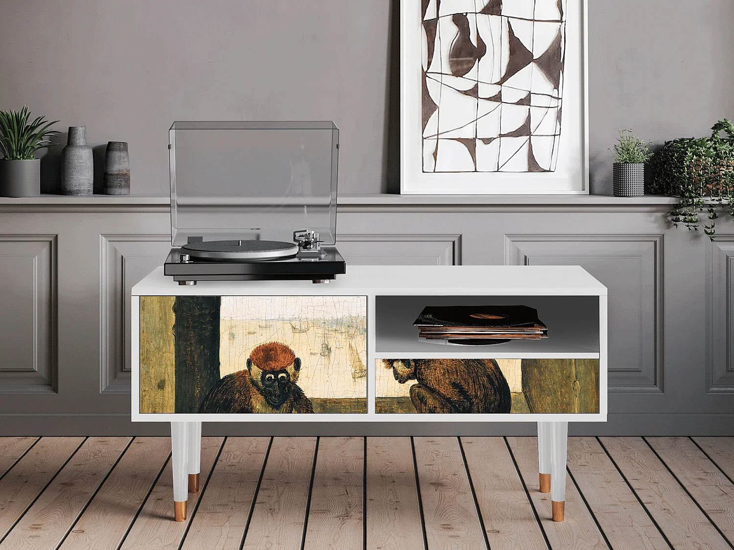 Mueble de TV - 115х59х48 cm - T3 - Two Monkeys, Blanco