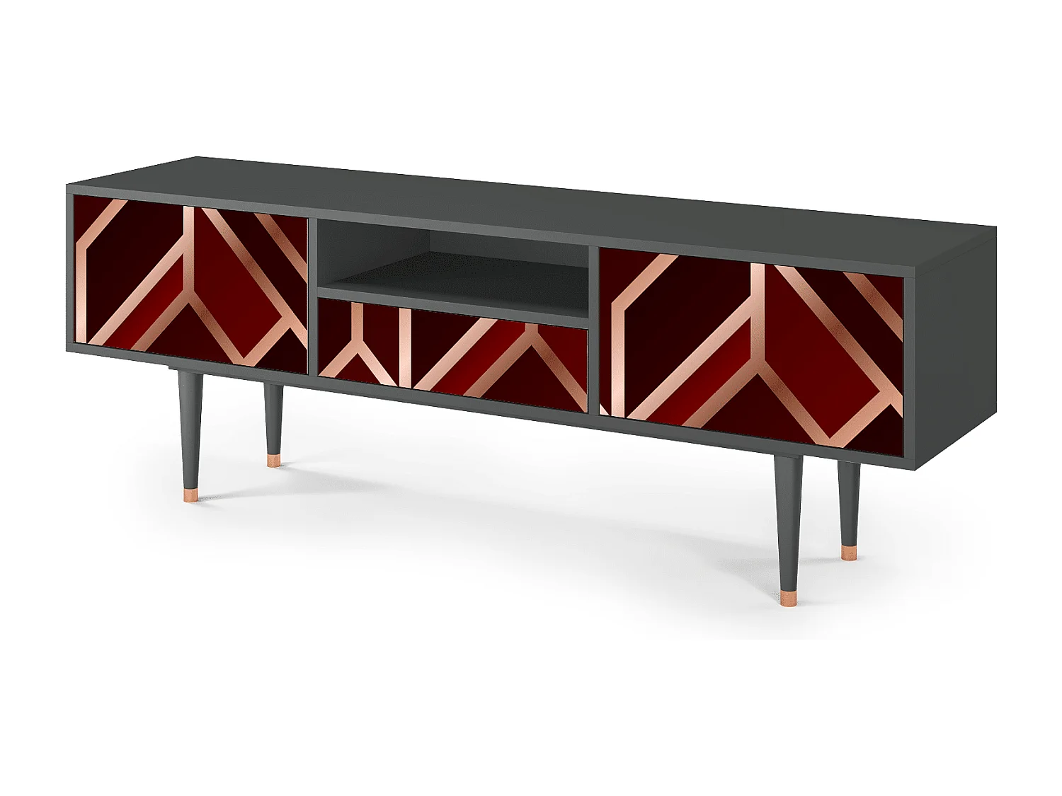 Meuble TV - 170х59х41 cm - T6 - Velvet 1920's, Anthracite