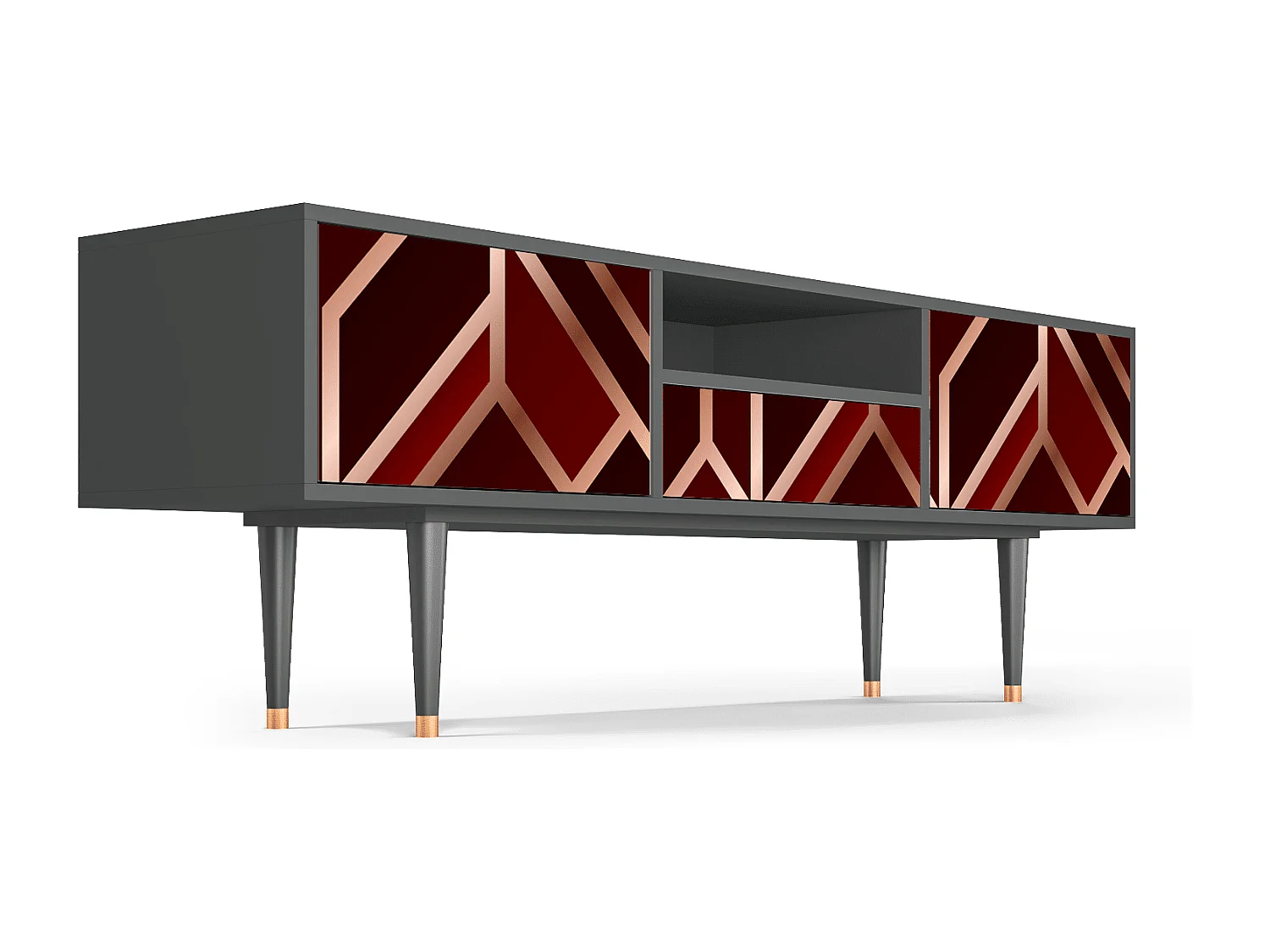 Meuble TV - 170х59х41 cm - T6 - Velvet 1920's, Anthracite