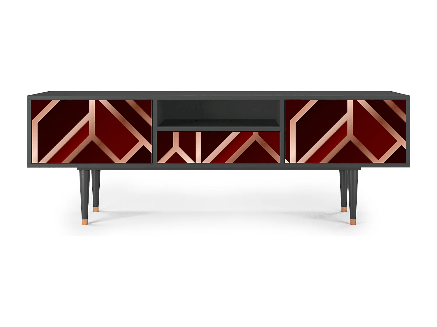 Mueble de TV - 170х59х41 cm - T6 - Velvet 1920's, Antracita