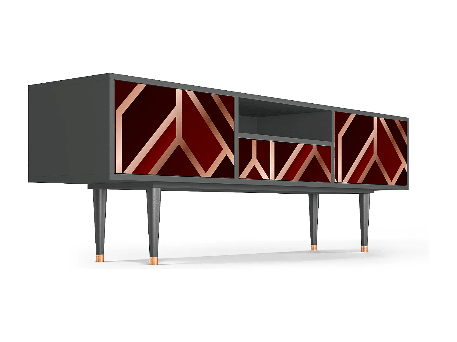 Mueble de TV - 170х59х41 cm - T6 - Velvet 1920's, Antracita