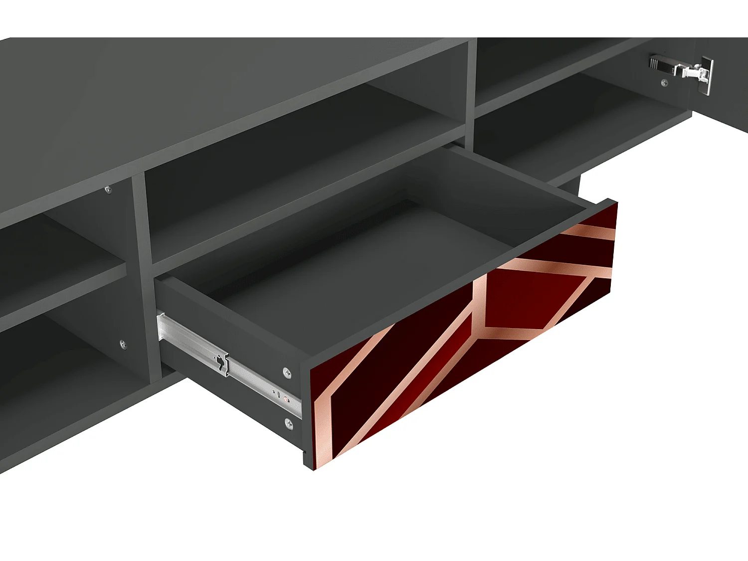 Mueble de TV - 170х59х41 cm - T6 - Velvet 1920's, Antracita