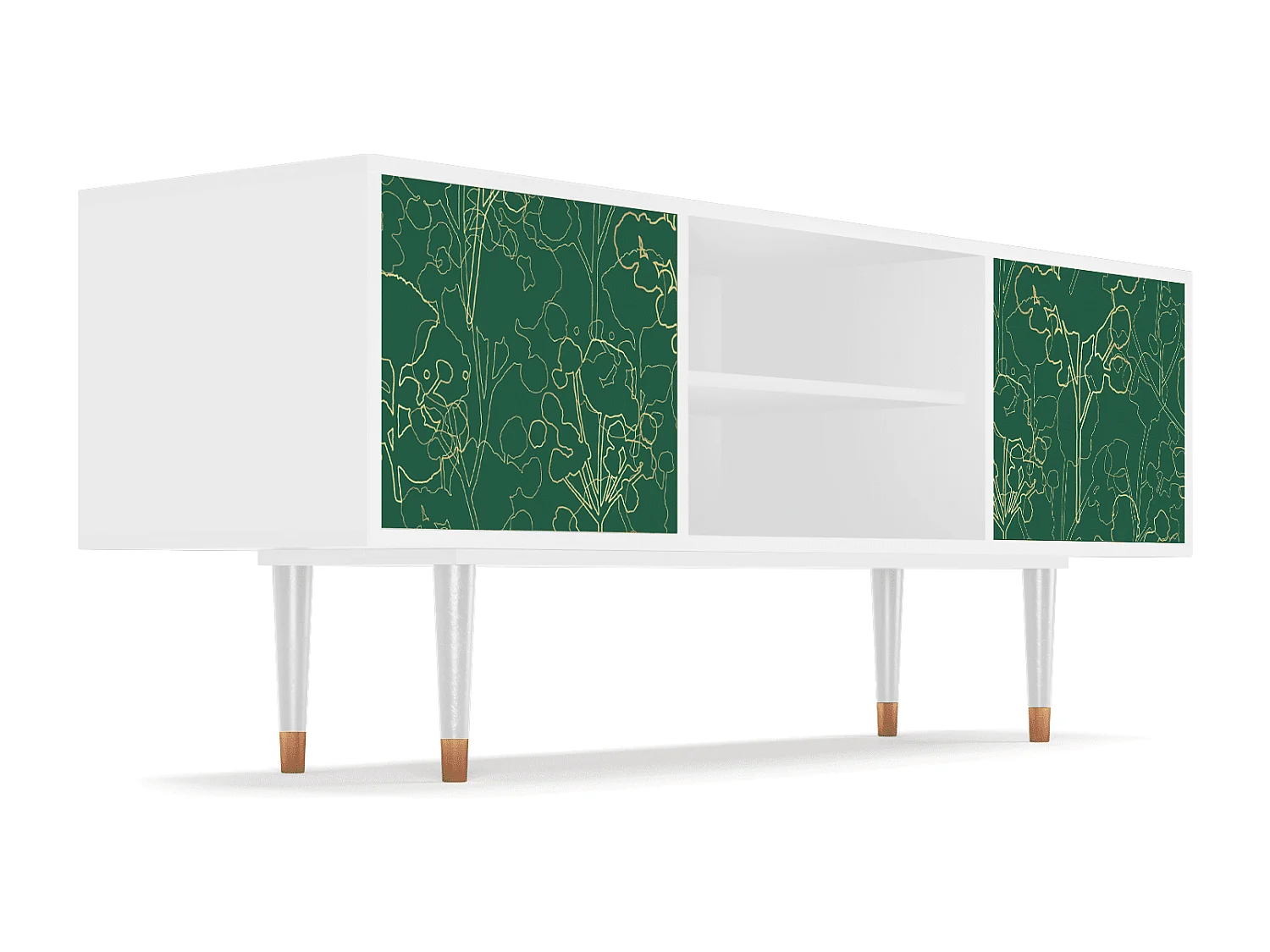Meuble TV - 170х69х48 cm - T2 - Emerald Forest, Blanc