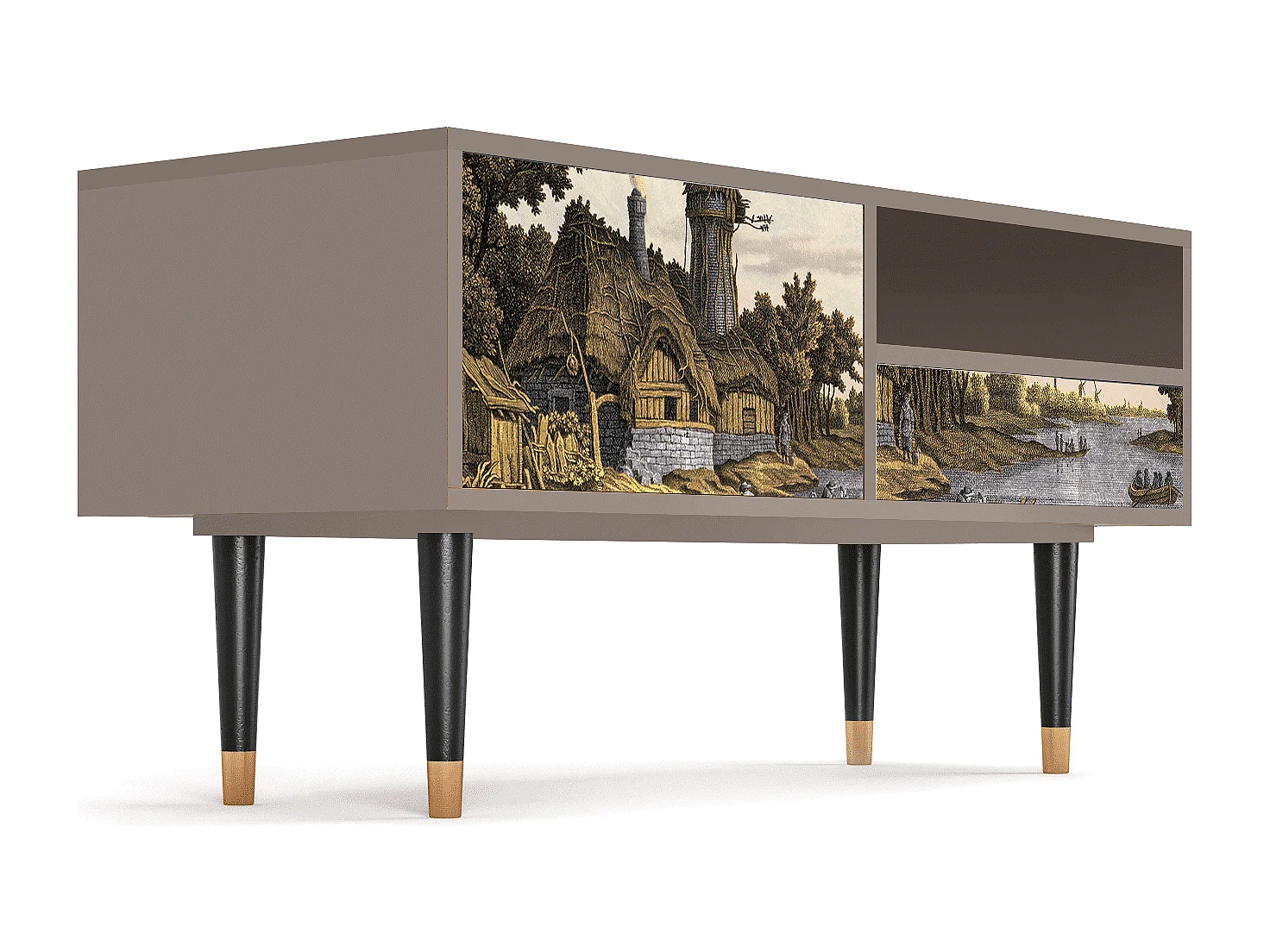 Mobile TV - 115х59х48 cm - T3 - Mill along a River, Latte