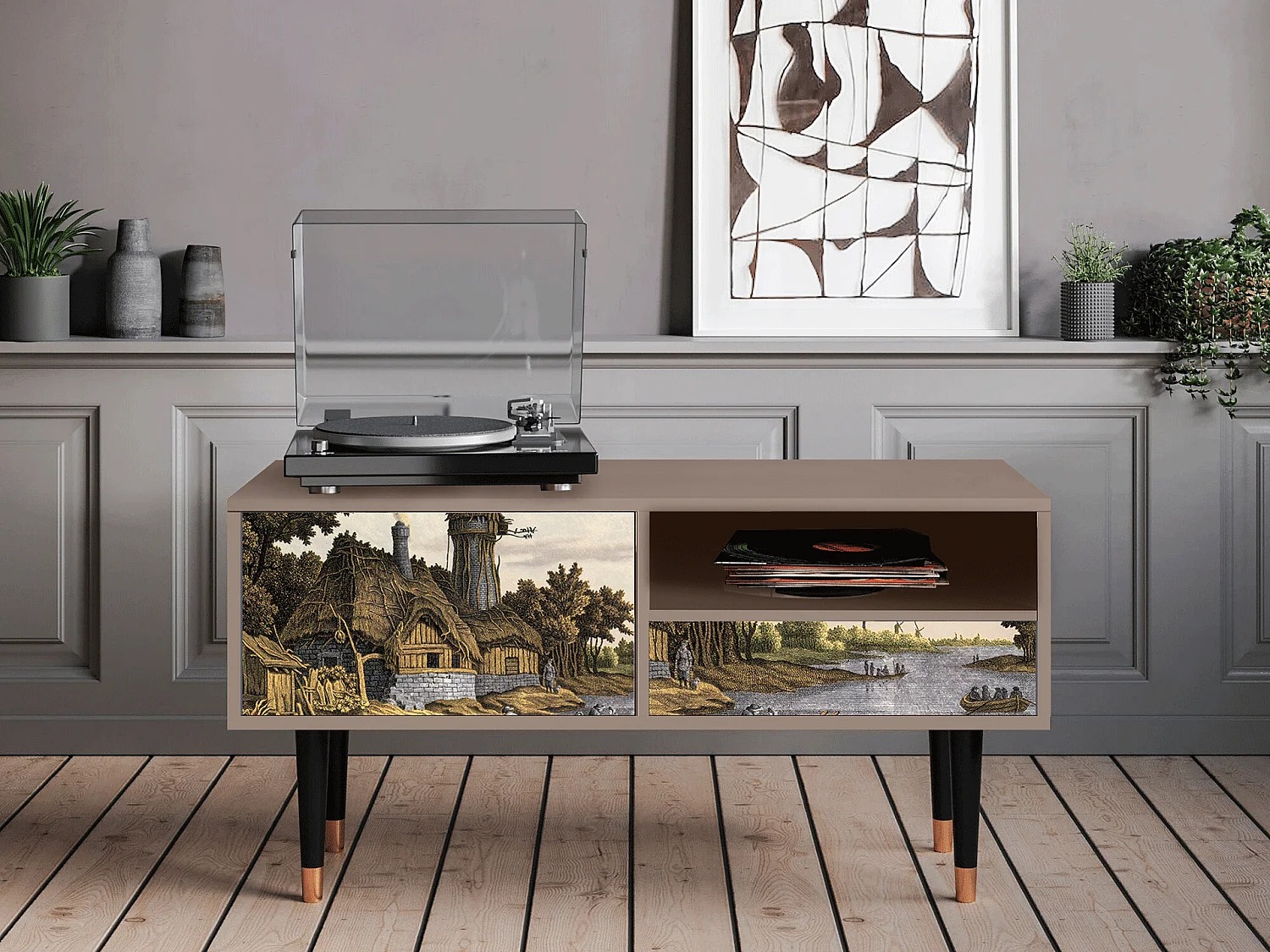 Meuble TV - 115х59х48 cm - T3 - Mill along a River, Latte