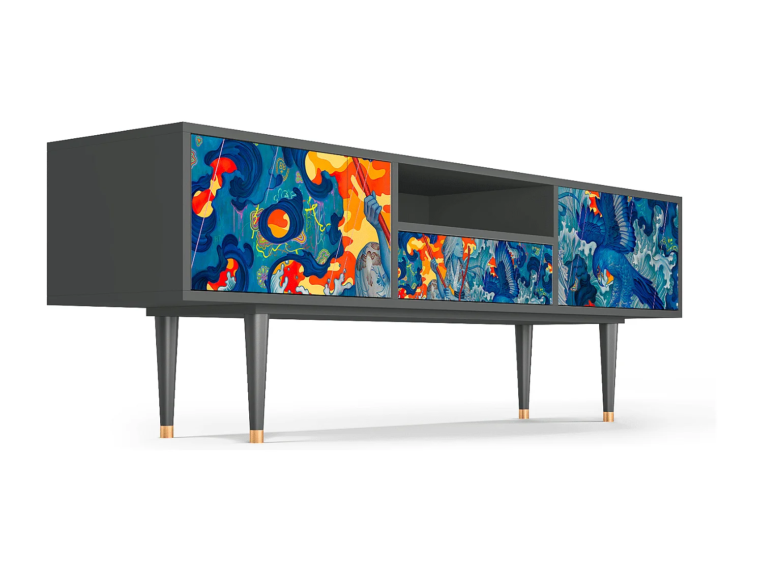 TV-meubel - 170х59х41 cm - T6 - The Girl - James Jean, Antraciet