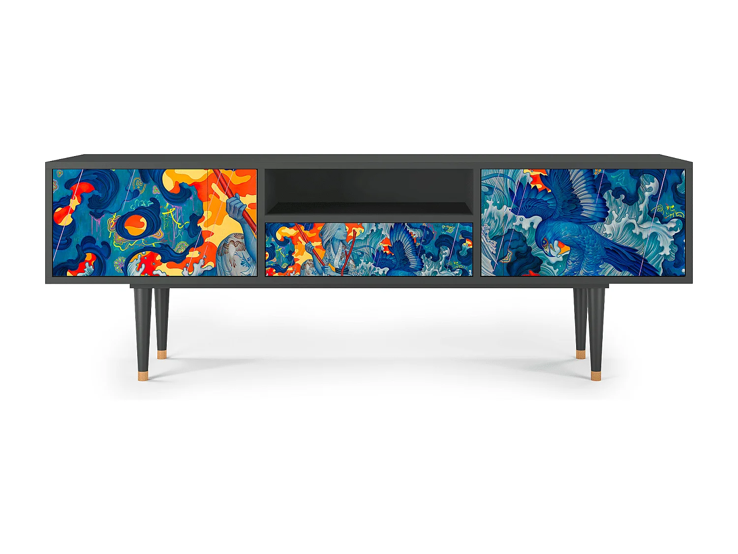 Meuble TV - 170х59х41 cm - T6 - The Girl - James Jean, Anthracite