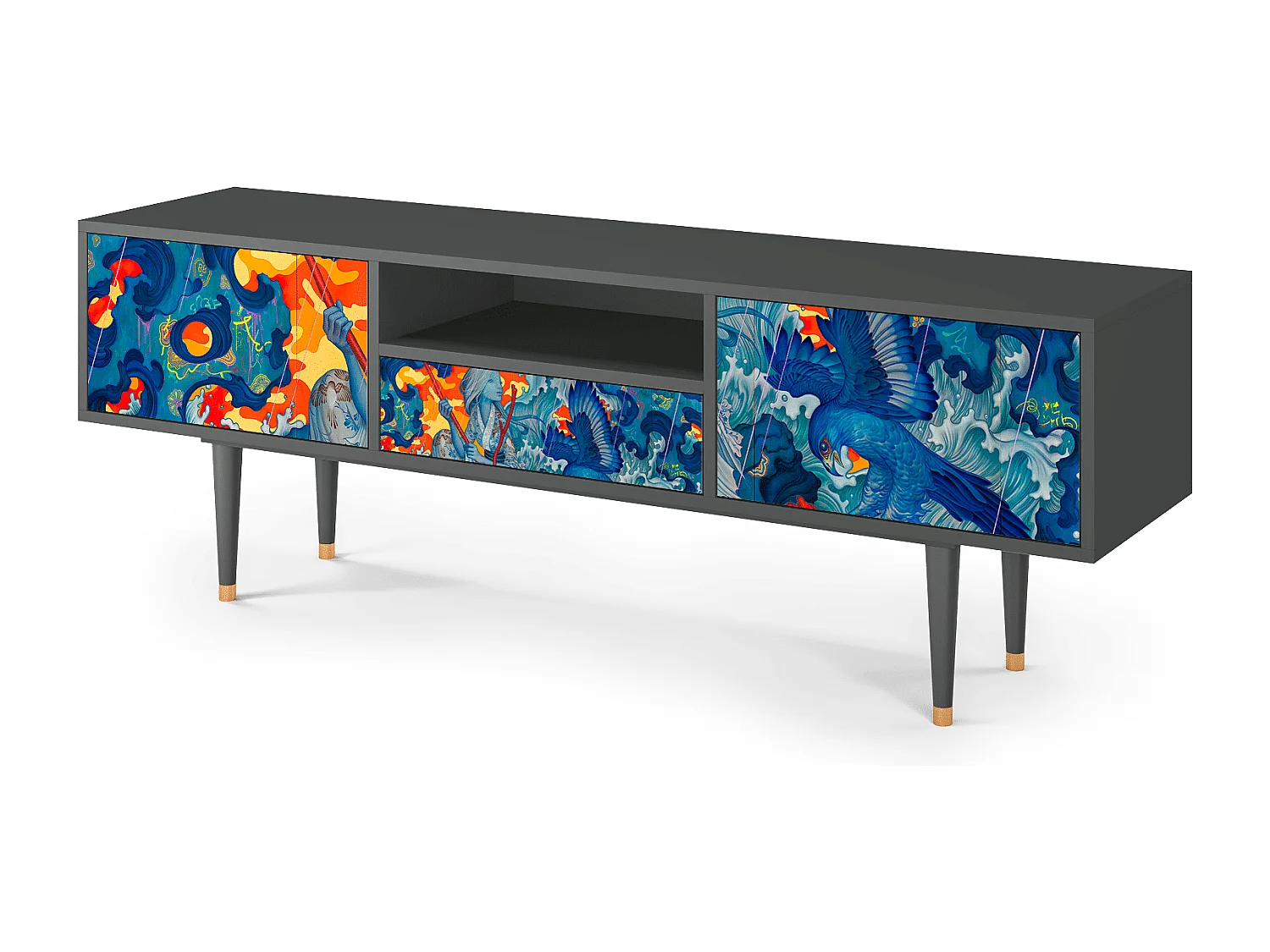 Meuble TV - 170х59х41 cm - T6 - The Girl - James Jean, Anthracite