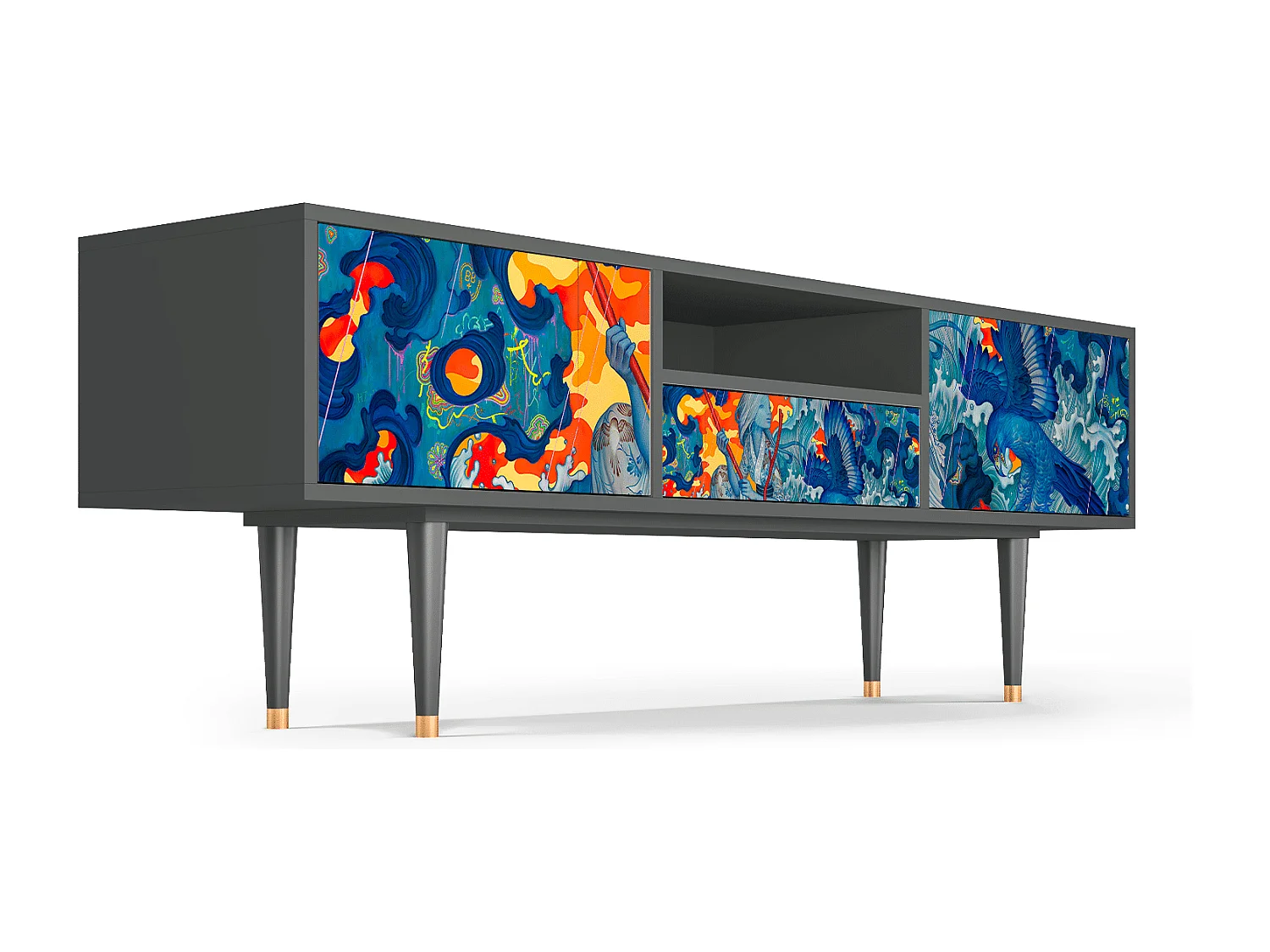 Meuble TV - 170х59х41 cm - T6 - The Girl - James Jean, Anthracite