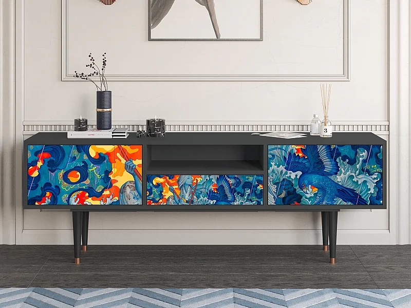 Mueble de TV - 170х59х41 cm - T6 - The Girl - James Jean, Antracite