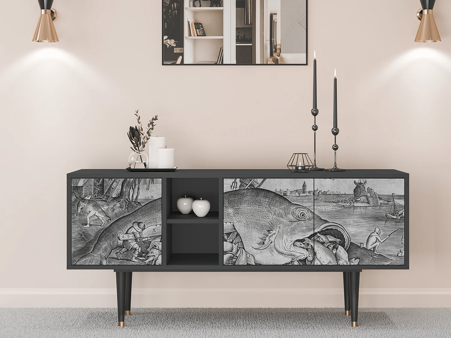 TV-Möbel - 150х69х41 cm - T5 - Big Fish Eat Little, Anthrazit