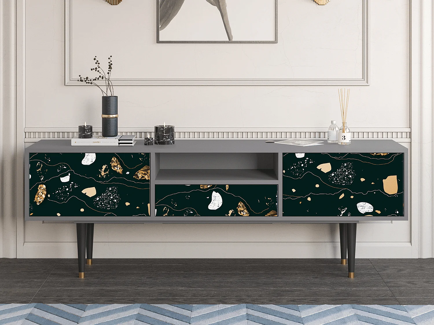 TV-Möbel - 170х59х41 cm - T6 - Space Rocks, Grau