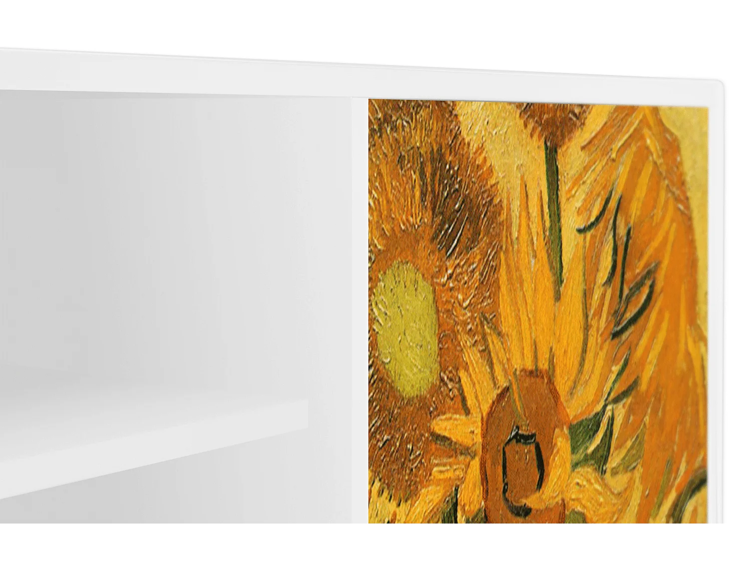 Mobile TV - 170х69х48 cm - T2 - Sunflowers, Bianco