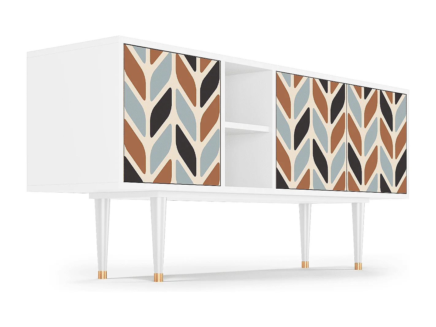 Meuble TV - 150х69х41 cm - T5 - Beige Laure, Blanc