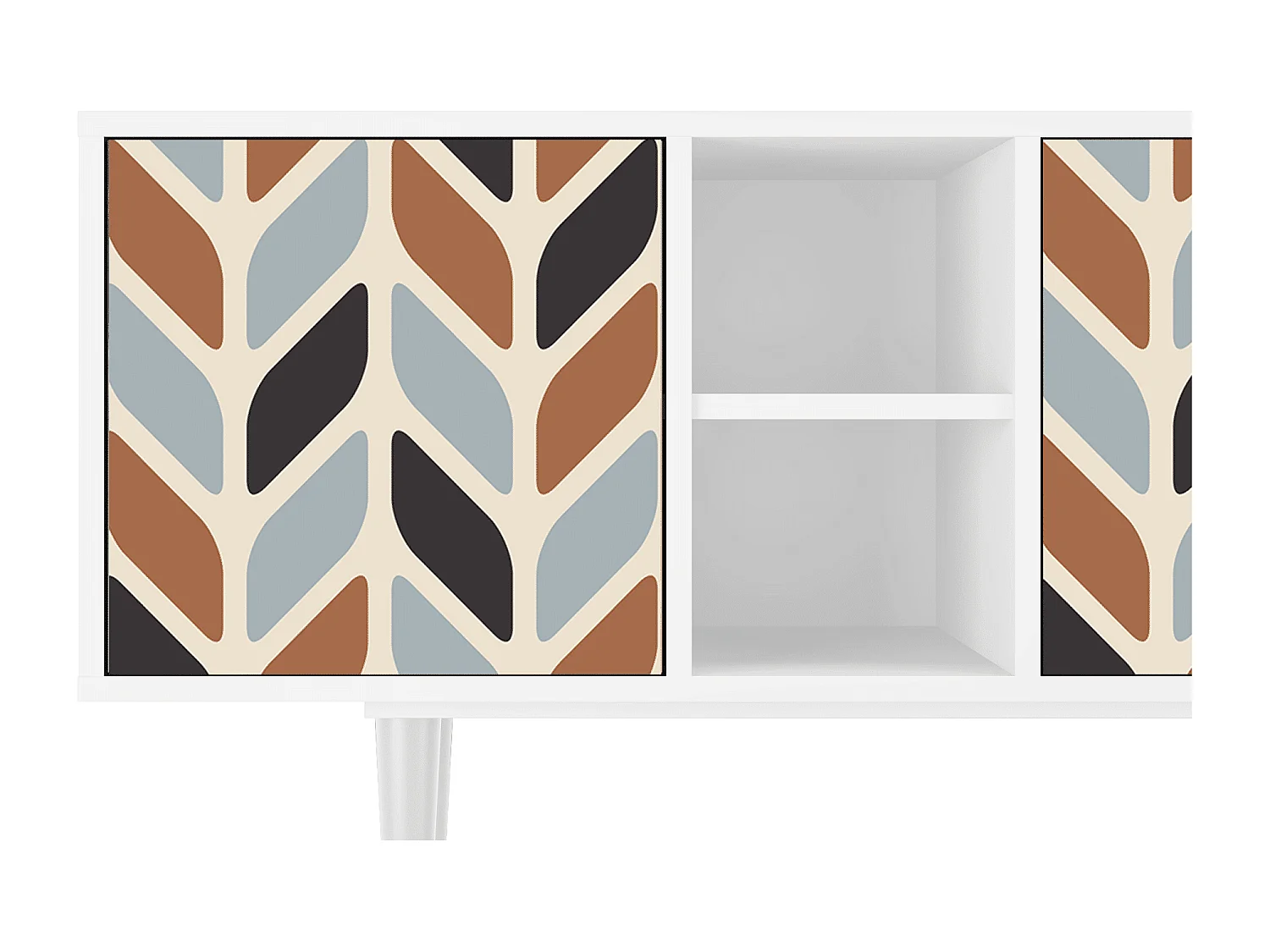 Meuble TV - 150х69х41 cm - T5 - Beige Laure, Blanc